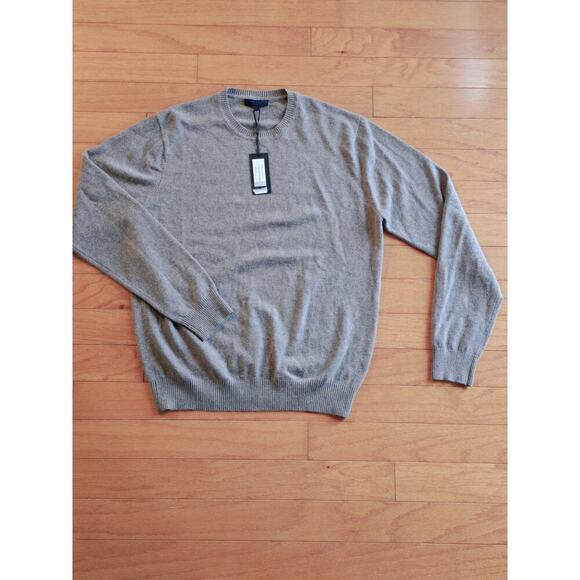 Patrick Assaraf NWT Pullover Sweater Size XL US In Solid Brown 100% Cashmere - Picture 1 of 7